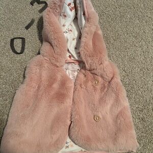 Catherine Malandrino Girls Pink Faux Fur Hooded Vest